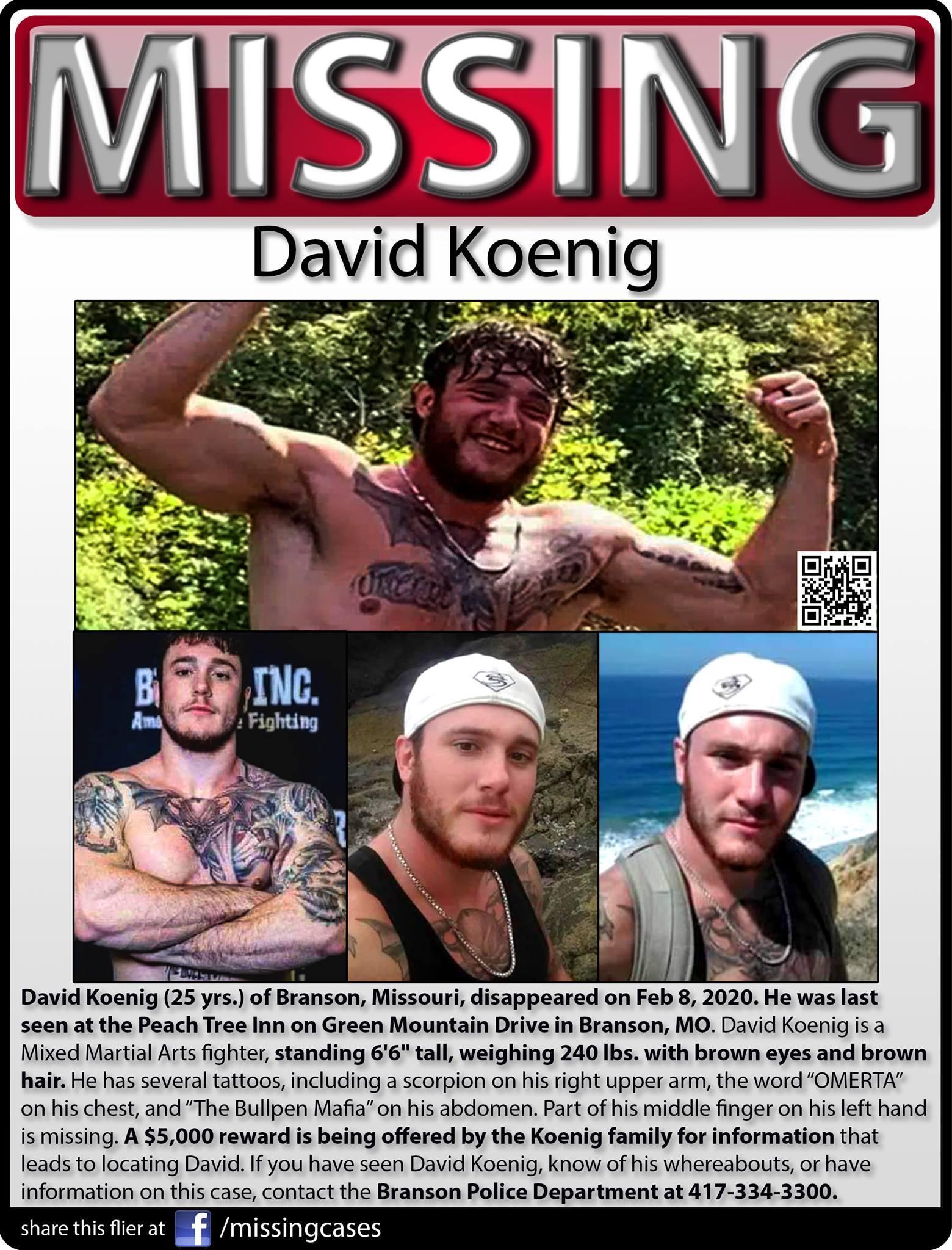 大衛柯尼格的家屬親友，曾印製的大量尋人啟事傳單。（翻攝David Koenig Search PartyFacebook）