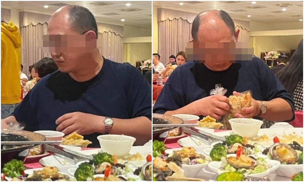 有一名新郎氣憤表示，元旦結婚當天卻遇到喜宴蟑螂，對方完全不睬其他賓客，自顧自地狂打包。（翻攝臉書「鳳山人在地大小事」）