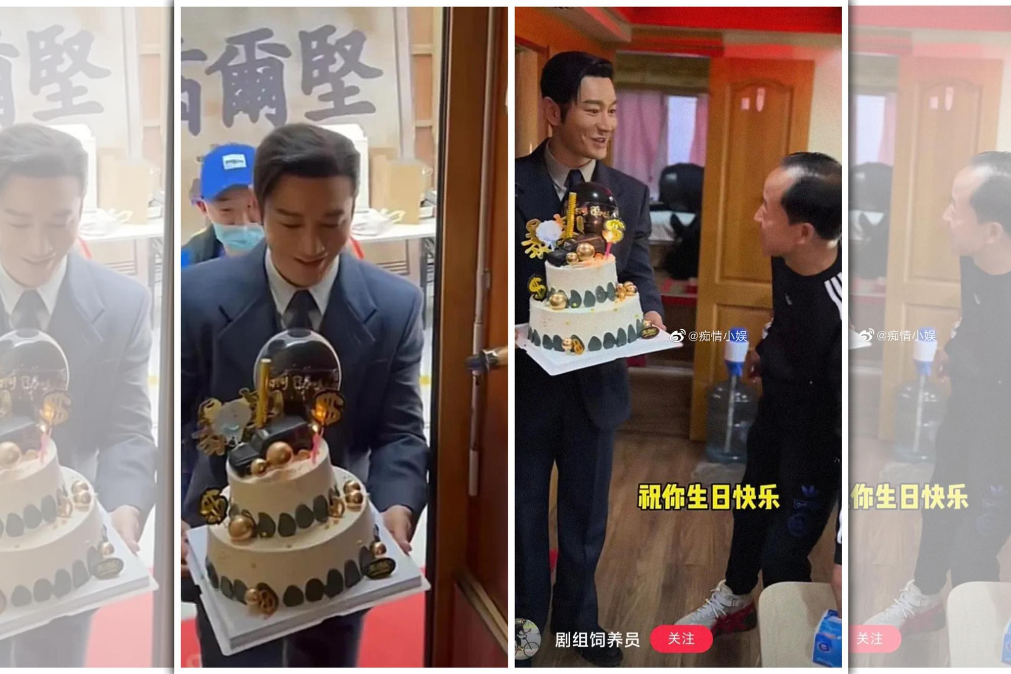 黃曉明特別抽空親自為服務了17年的司機慶生。（微博圖片）