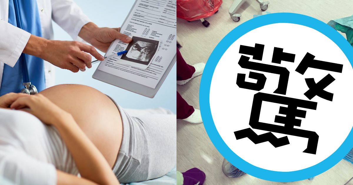 醫師分享一名爸爸進產房陪產卻暈倒的照片，引發上萬人按讚。（左為示意圖，非當事人，東方IC；右圖林思宏醫師授權提供）