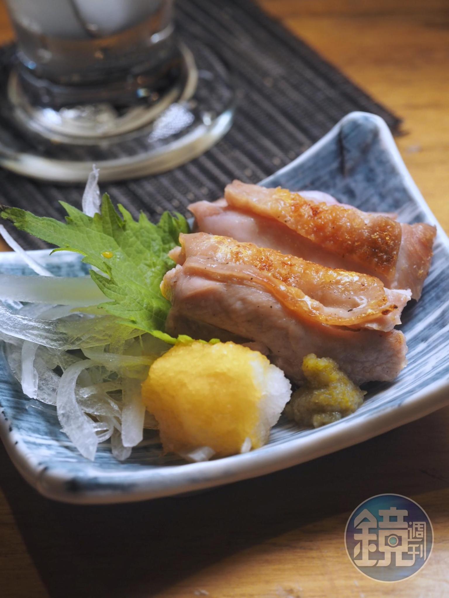 「橙醋雞肉半敲燒」雞皮噴香,很有宮崎風味。(日向特別套餐內容)