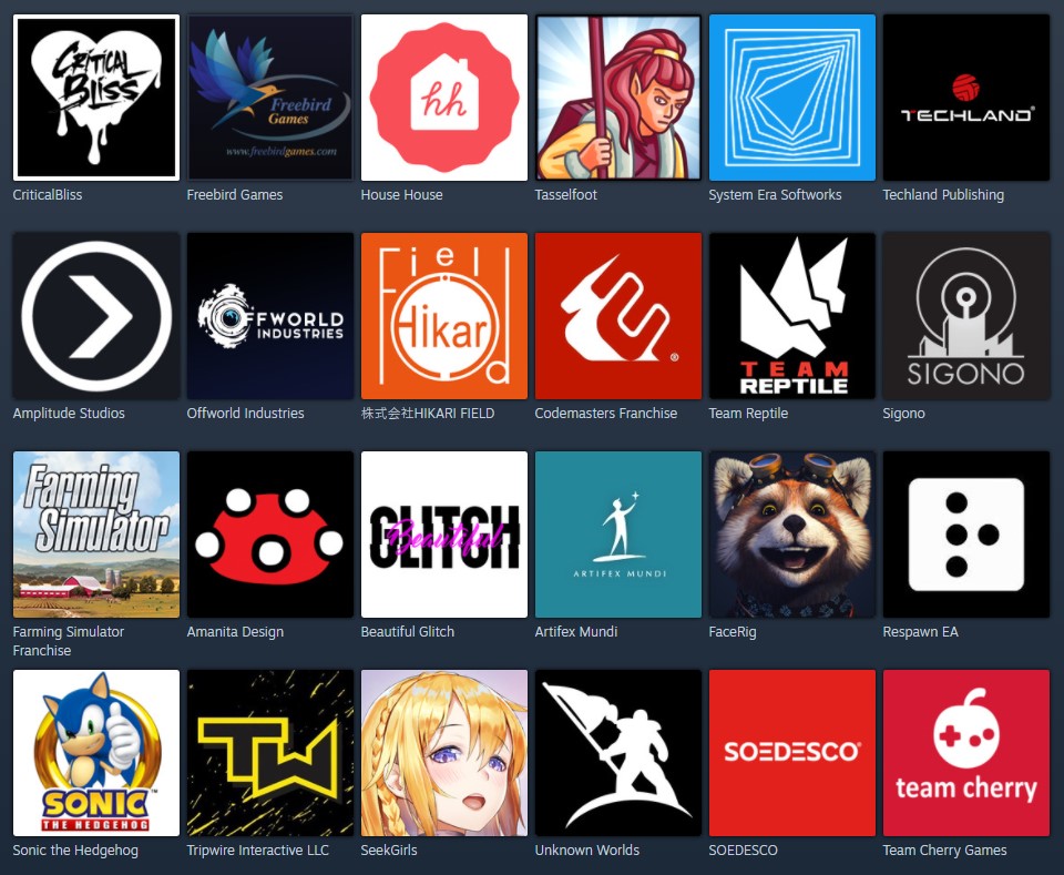 在Steam有超過7000個開發者與發行商。（翻攝自Steam）