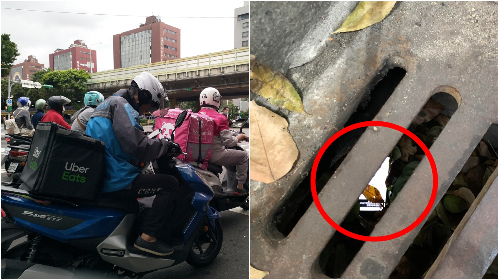 一名外送員分享自己的悲劇故事，幸好有業者店員幫忙；左為外送員示意圖，非當事人。（本刊資料照、翻攝自外送員的奇聞怪事臉書）