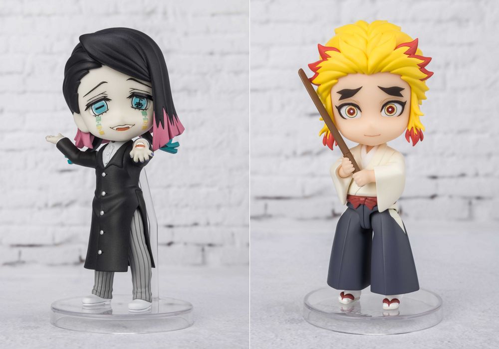 「Figuarts mini」系列的「魘夢」及「煉獄杏壽郎」。（台灣萬代南夢宮提供）