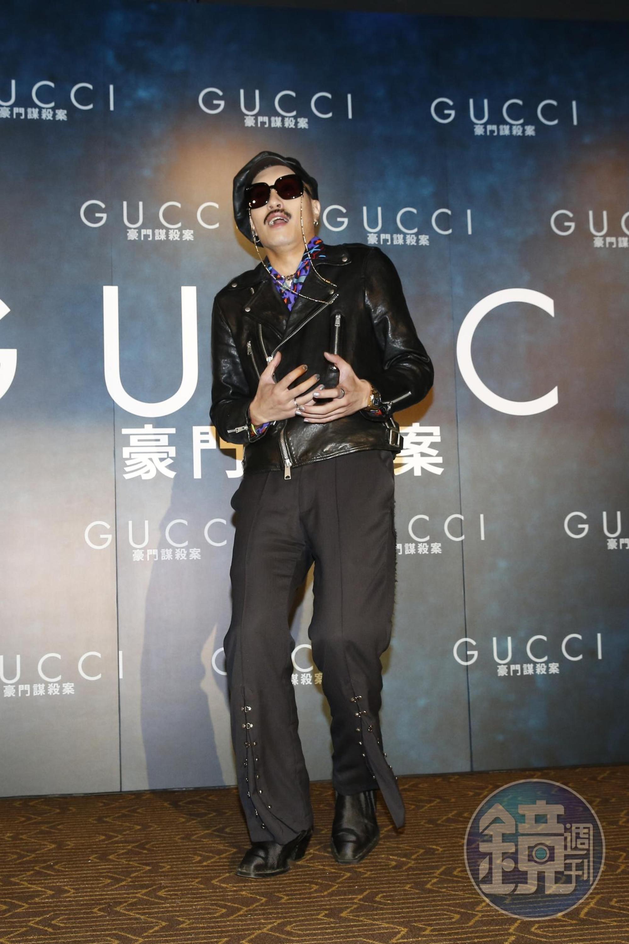 黃宣戴上GUCCI的墨鏡呼應電影的主題。