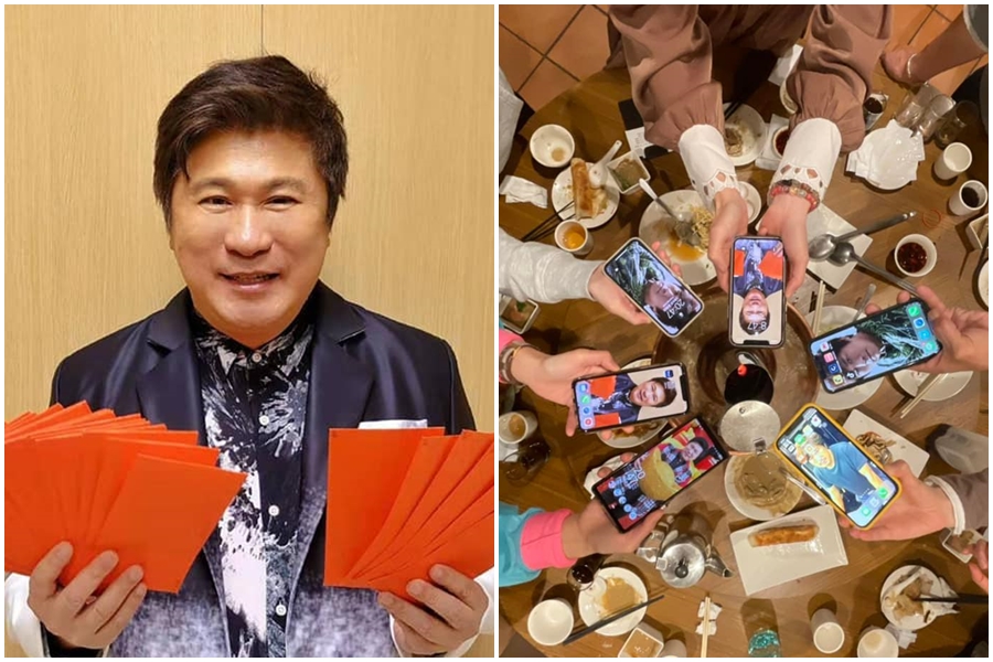 胡瓜分享一張聚餐照,大家都將手機桌布全部換成他的照片。(翻攝自胡瓜臉書)