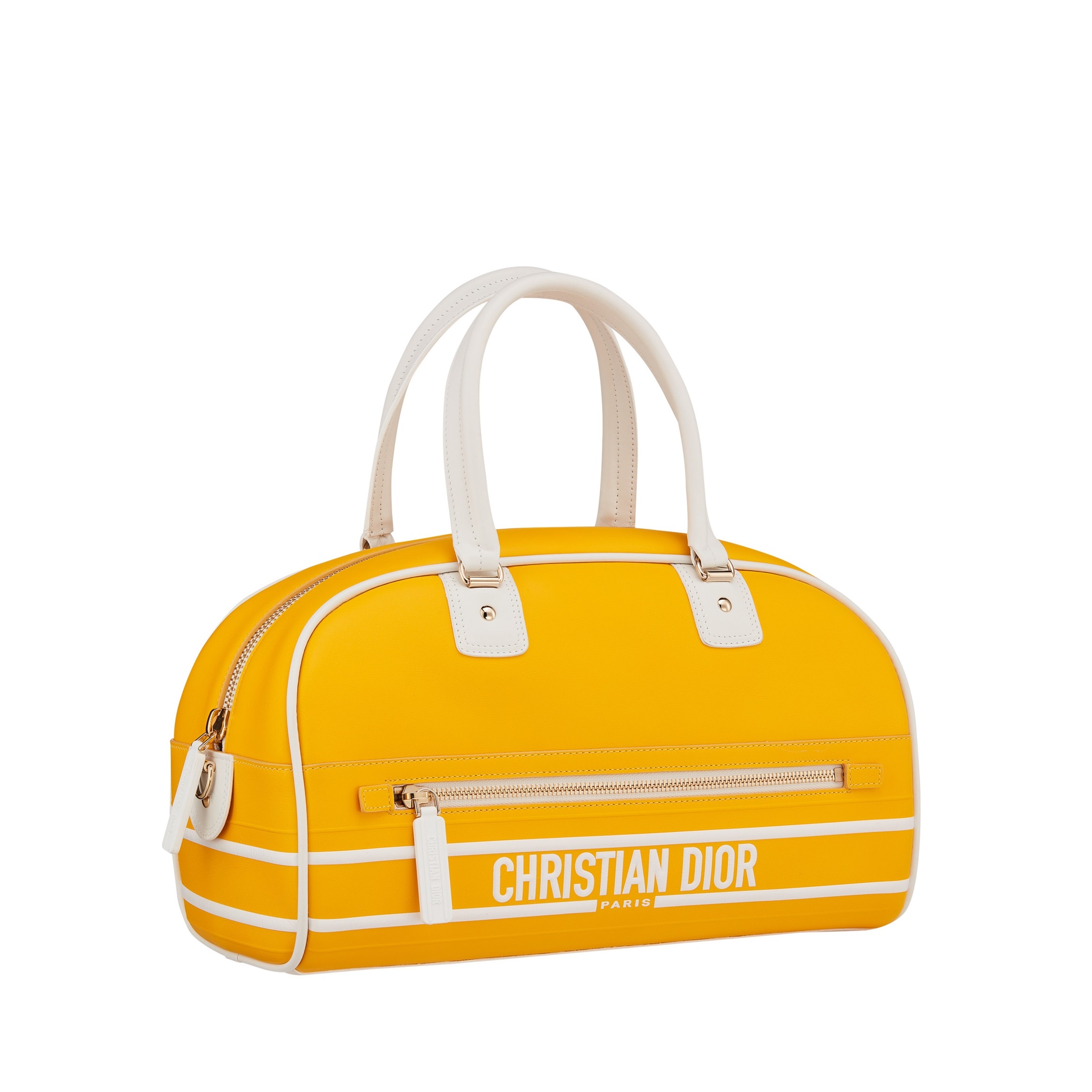 Dior Vibe Zip Bowling黃色小牛皮中型提包。NT$135,000（DIOR提供）