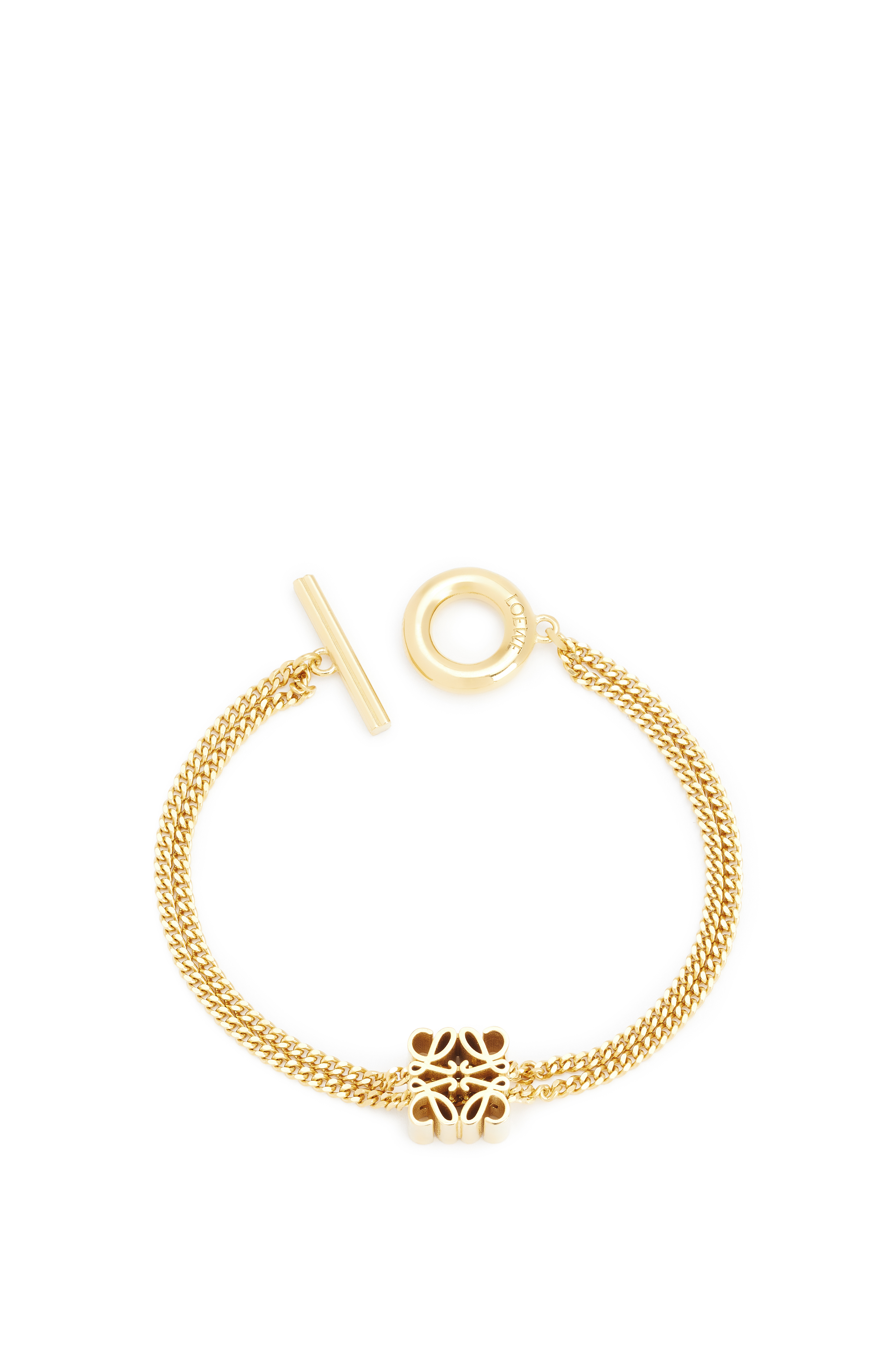 Anagram系列金色手鍊 NT$27,000 LOEWE。（LOEWE提供）