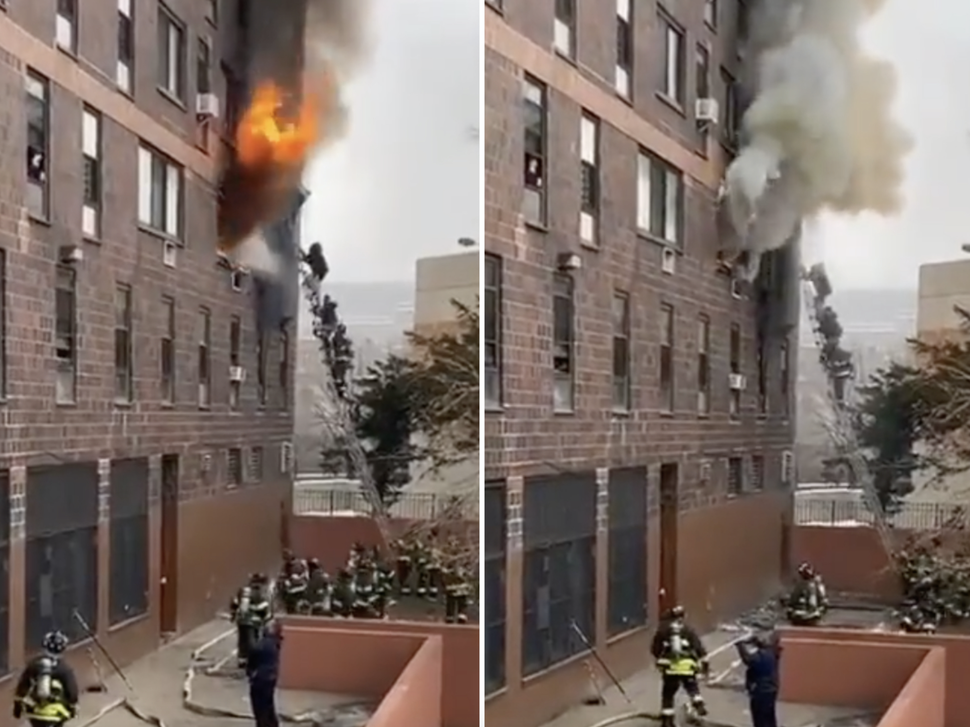 紐約布朗克斯區一間19層樓公寓（Bronx）發生火災，至少釀19人死亡，其中包括9名兒童，另有63人受傷。（翻攝Billy Goldfeder推特）