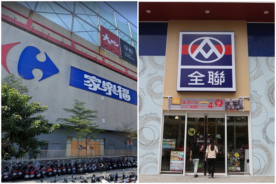 虎年行大運，除了超商、百貨以外，全聯、家樂福等量販店也爭相祭出福袋。（左圖翻攝自Google Map，右圖本刊資料照）