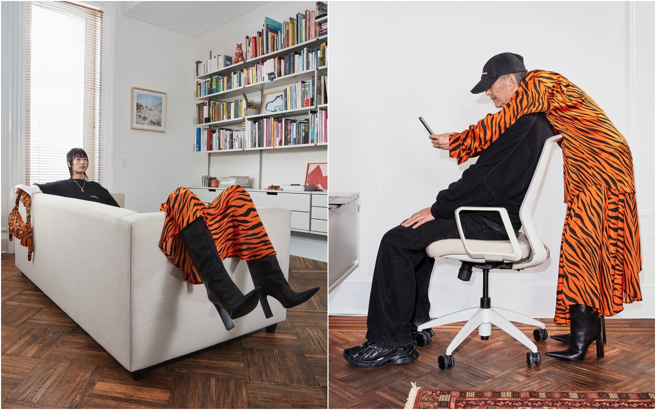 BALENCIAGA的創意廣告大片運用特定姿勢營造出視錯覺效果，傳達家人齊聚一堂的歡樂。（BALENCIAGA提供）