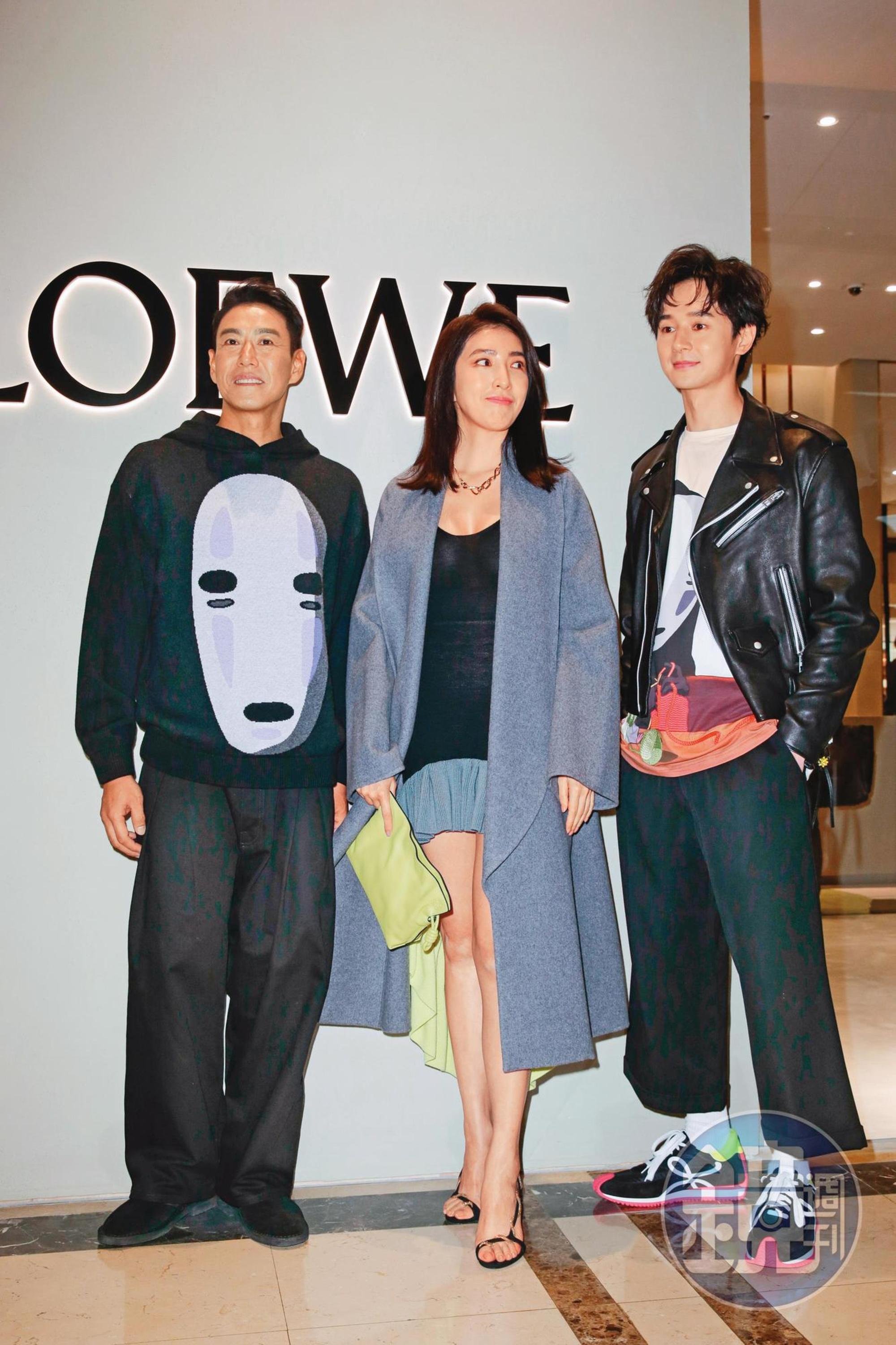 張軒睿(右)、加賀美智久(左)在劇中是情敵,兩人現身LOEWE新店開幕,而跟著楊謹華(中)的目光看去,知道她愛誰了吧?