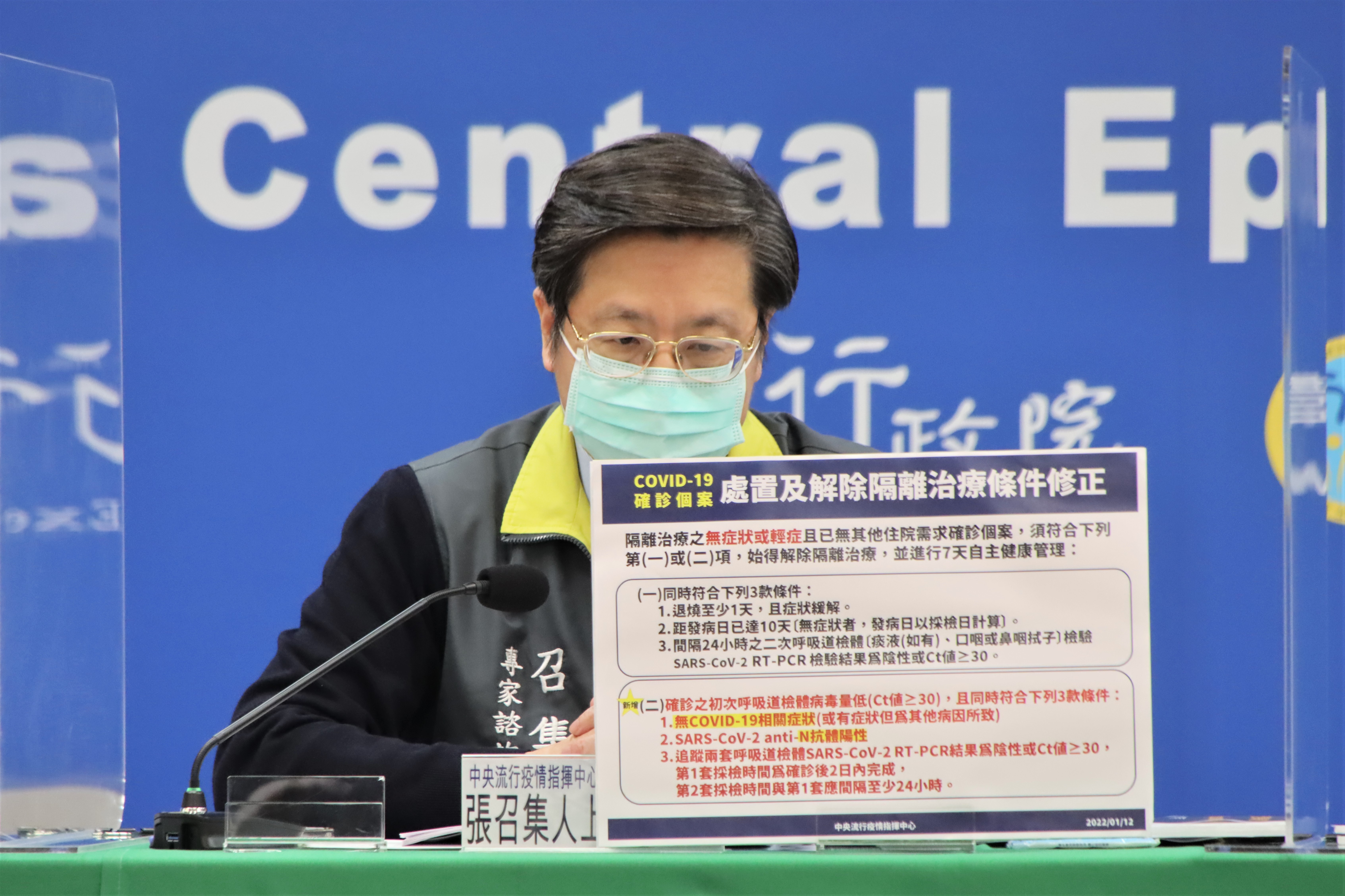 指揮中心召集人張上淳說明新冠肺炎口服藥物相關狀況。（指揮中心提供）