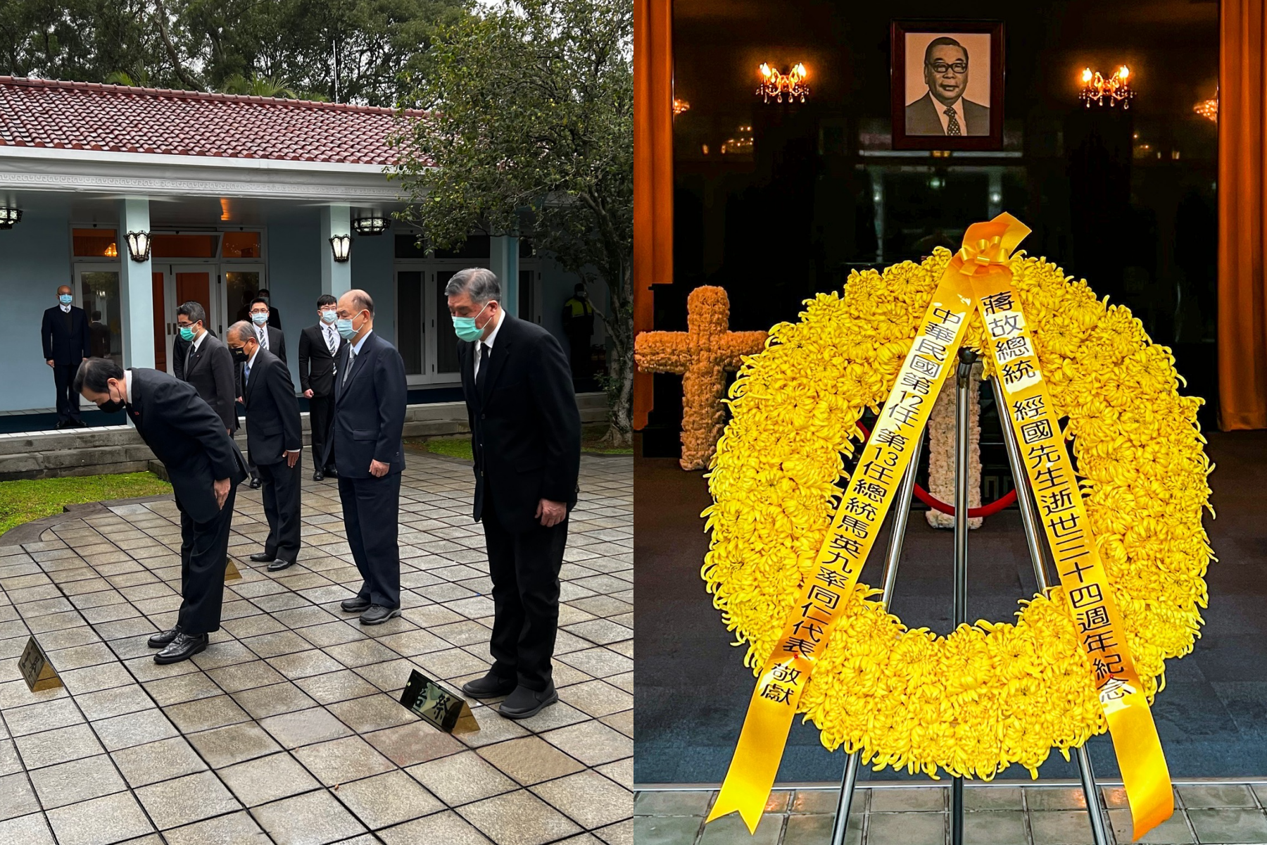 今日適逢前總統蔣經國逝世34週年,許多藍營大佬都前往慈湖悼念致意。(翻攝自馬英九臉書)