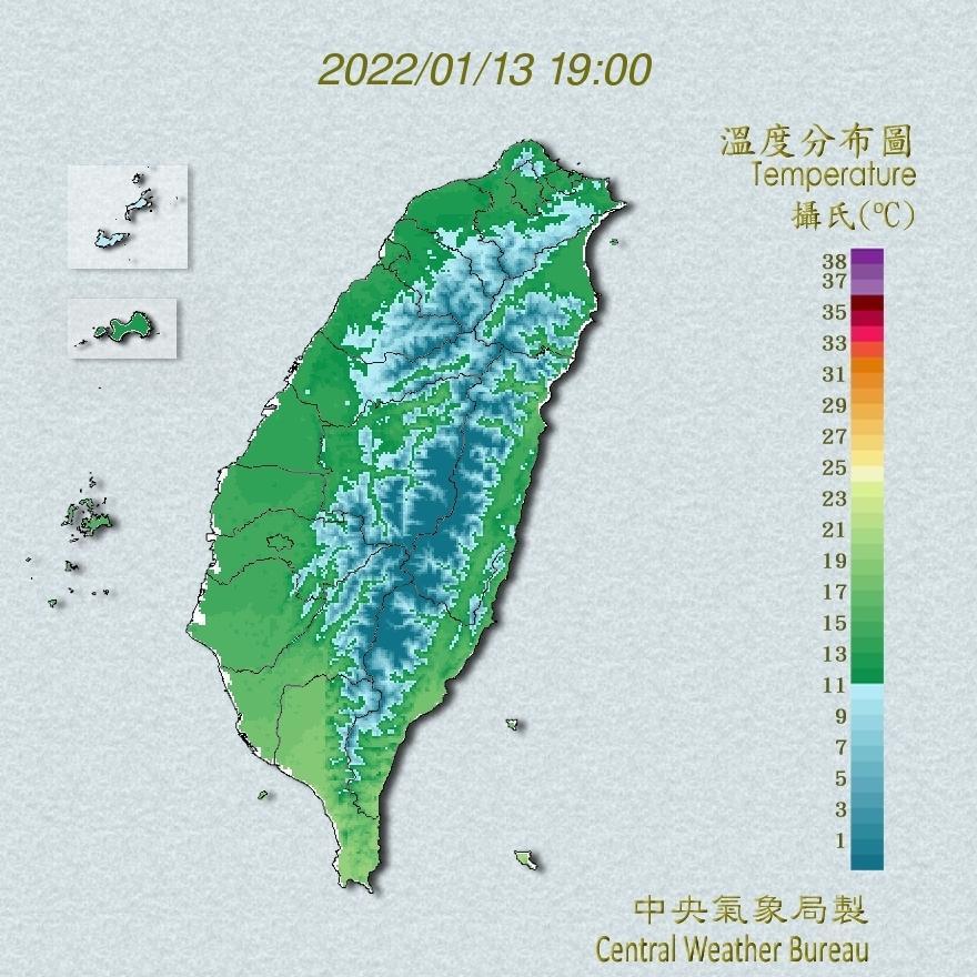 天氣職人吳聖宇表示,今晚到明天清晨又會有一次低溫的機會。(中央氣象局提供)