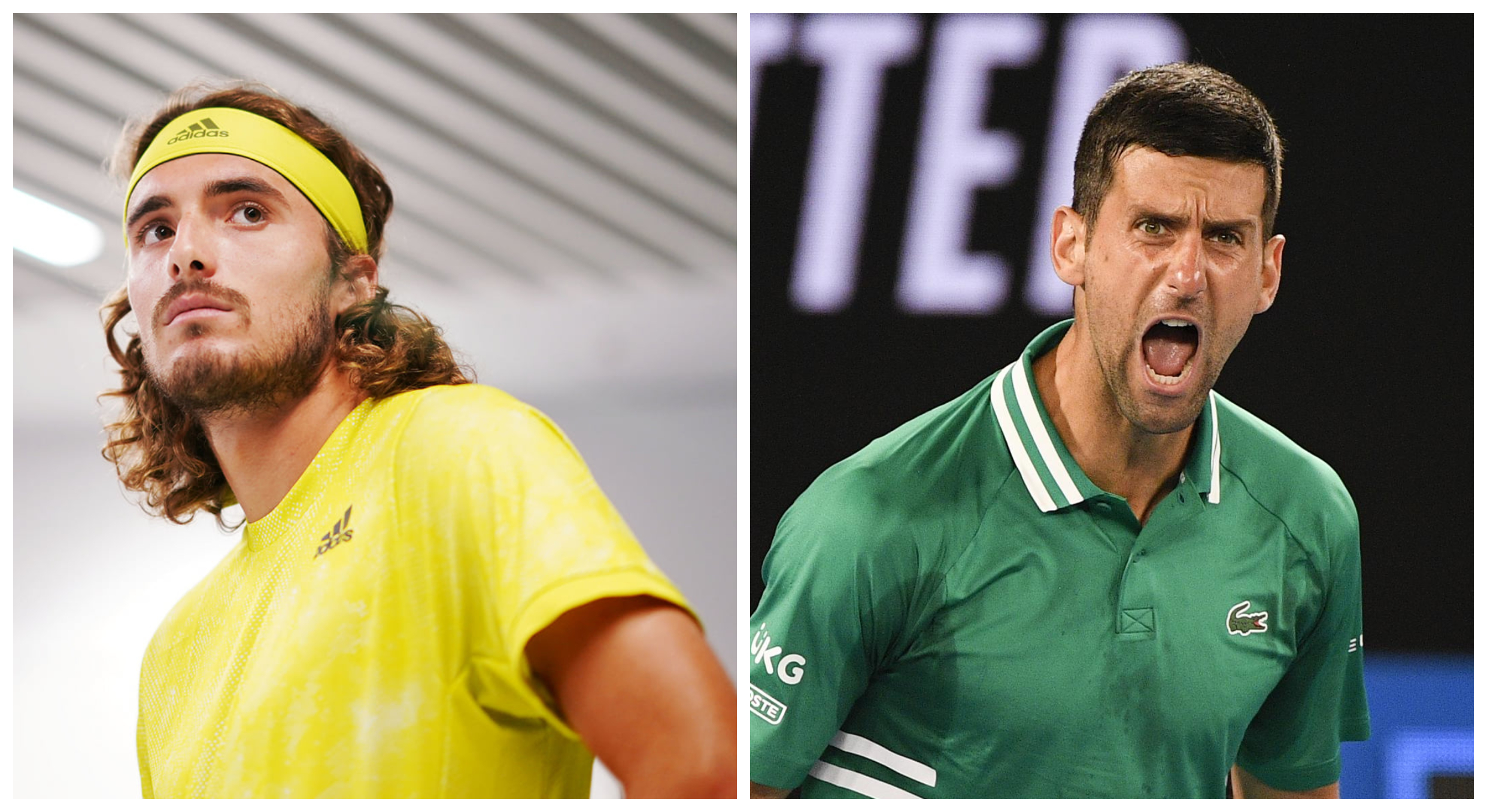 西西帕斯（左圖）認為喬科維奇（右圖）不遵守澳網打疫苗的防疫規定，把其他人都當成傻瓜。（翻攝Australia Open臉書）