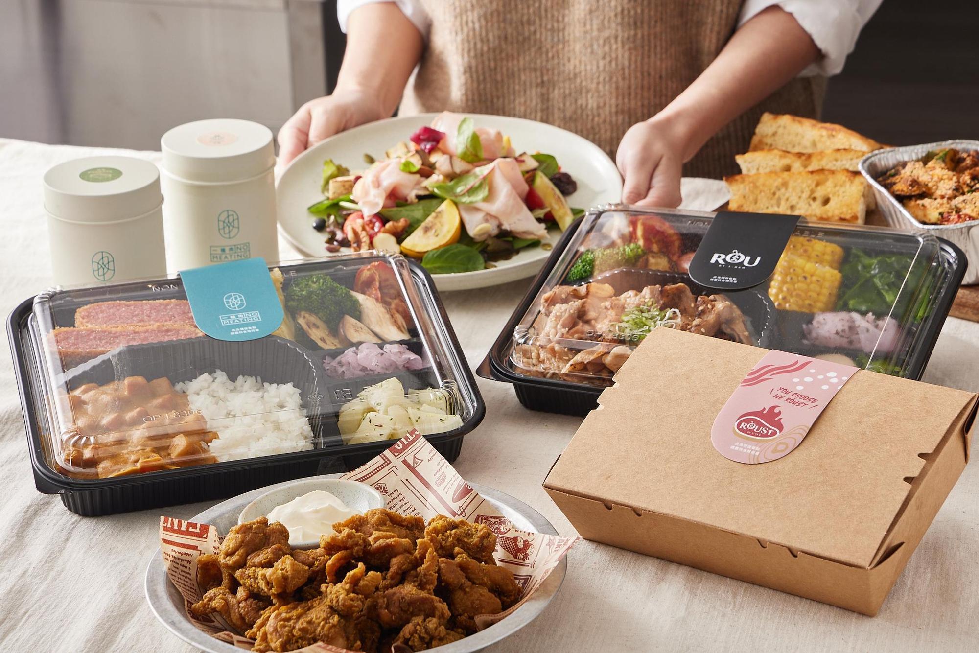 集結3品牌的超人氣熟食餐盒，提供低GI、素食和香辣蒜酥重口味等。（RÒU BY T-HAM提供）