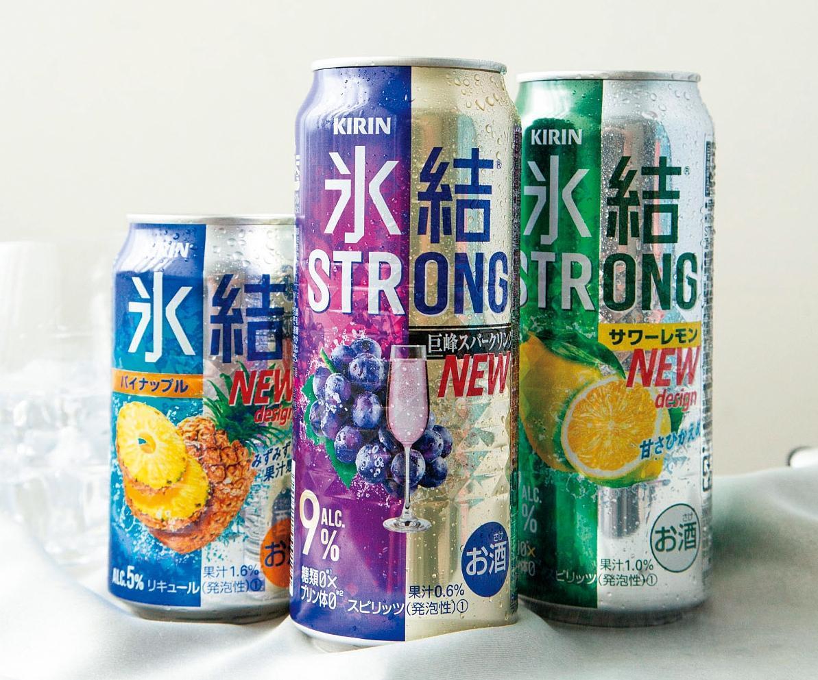 KIRIN冰結系列調酒於7-ELEVEn獨家販售,(左起)冰結鳳梨、冰結STRONG華麗巨峰葡萄、冰結STRONG沙瓦檸檬,3款大人味調酒都很熱銷。