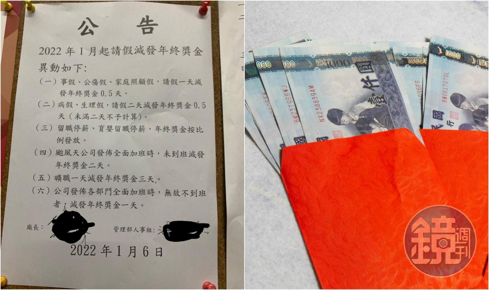 網友好奇,請假或不加班者被扣年終獎金是否合理?眾人一面倒表示「不違法」。(翻攝自臉書/本刊資料照)