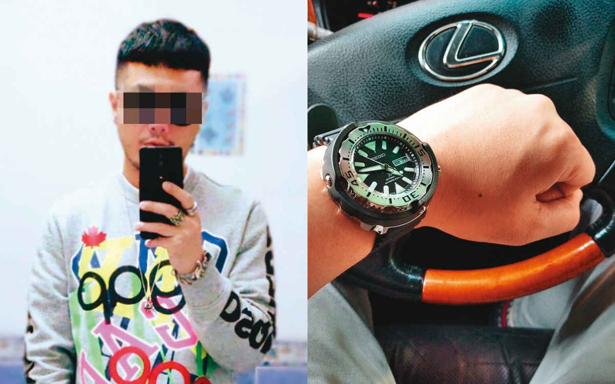 穆男常在臉書PO戴名錶、開名車的照片炫富。(讀者提供)