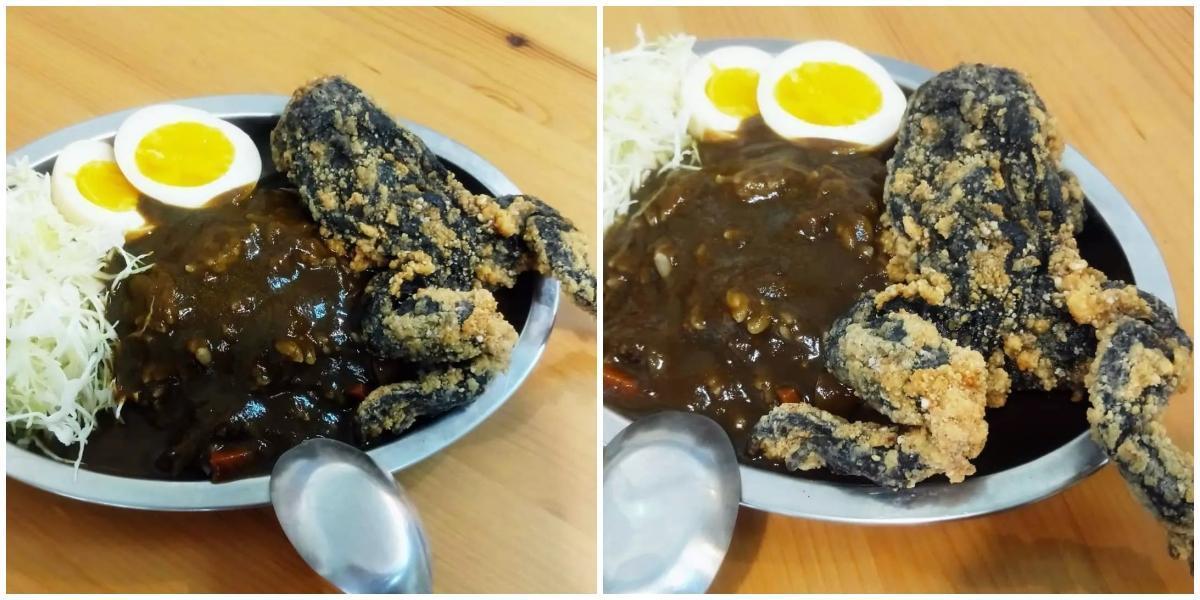 整隻青娃的咖哩套餐,讓網友看傻。(圖取自博愛壱壱円粉專)