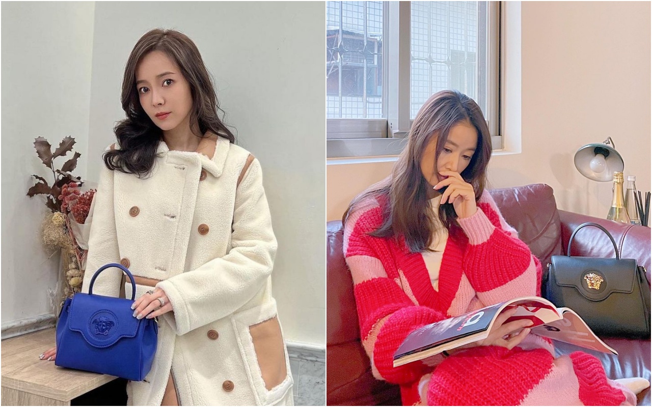 （左起）侯佩岑、林心如日前皆在日常生活中，選用VERSACE La Medusa手袋。（合成照片）