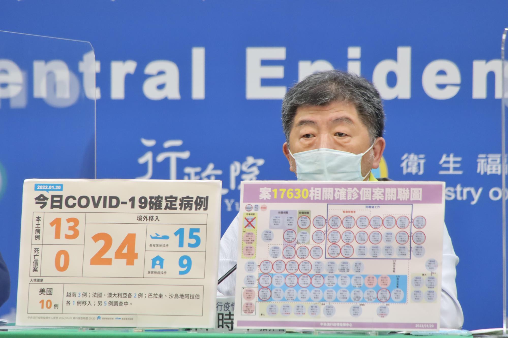 指揮中心說明最新疫情狀況。（指揮中心提供）