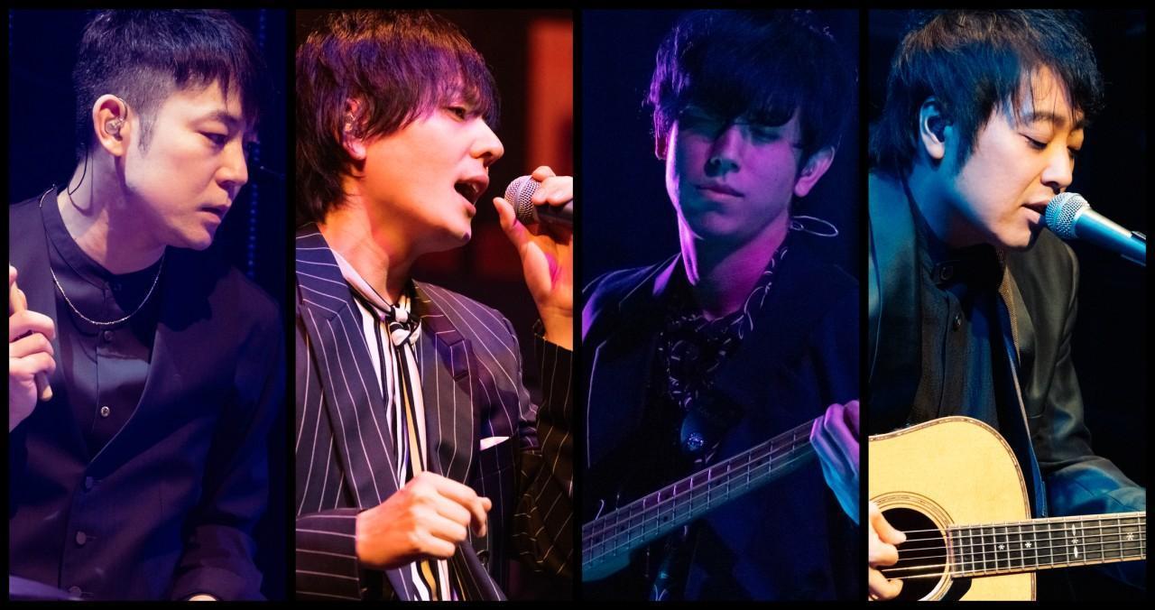 日本樂團flumpool凡人譜公告小倉誠司(左一)、內村隆太(左二)與阪井一生(右一)確診新冠肺炎。(翻攝flumpool臉書)