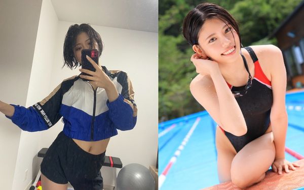 竟真的有「游泳選手」下海，她過去奪下錦標賽2面金牌，創下日本高中最速紀錄，曾被看好出戰東京奧運。（翻攝自新海咲推特）