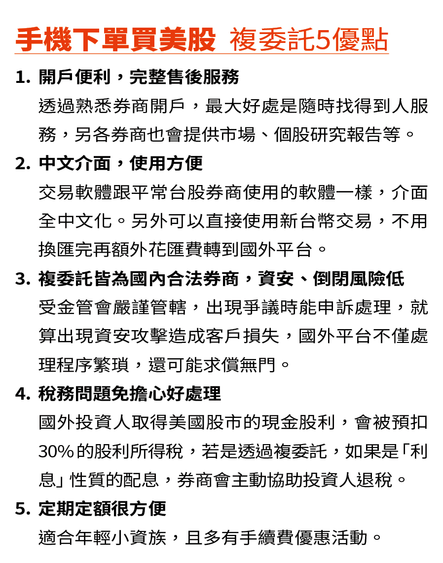 手機下單買美股　複委託5優點