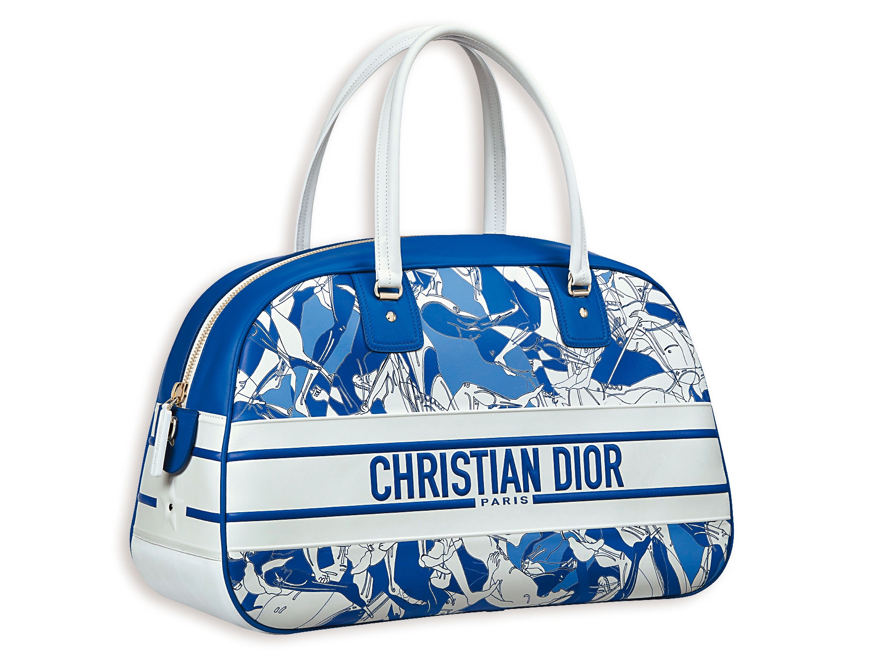 DIOR Vibe系列藍色圖騰小牛皮大型保齡球袋 NT$165,000（DIOR提供）