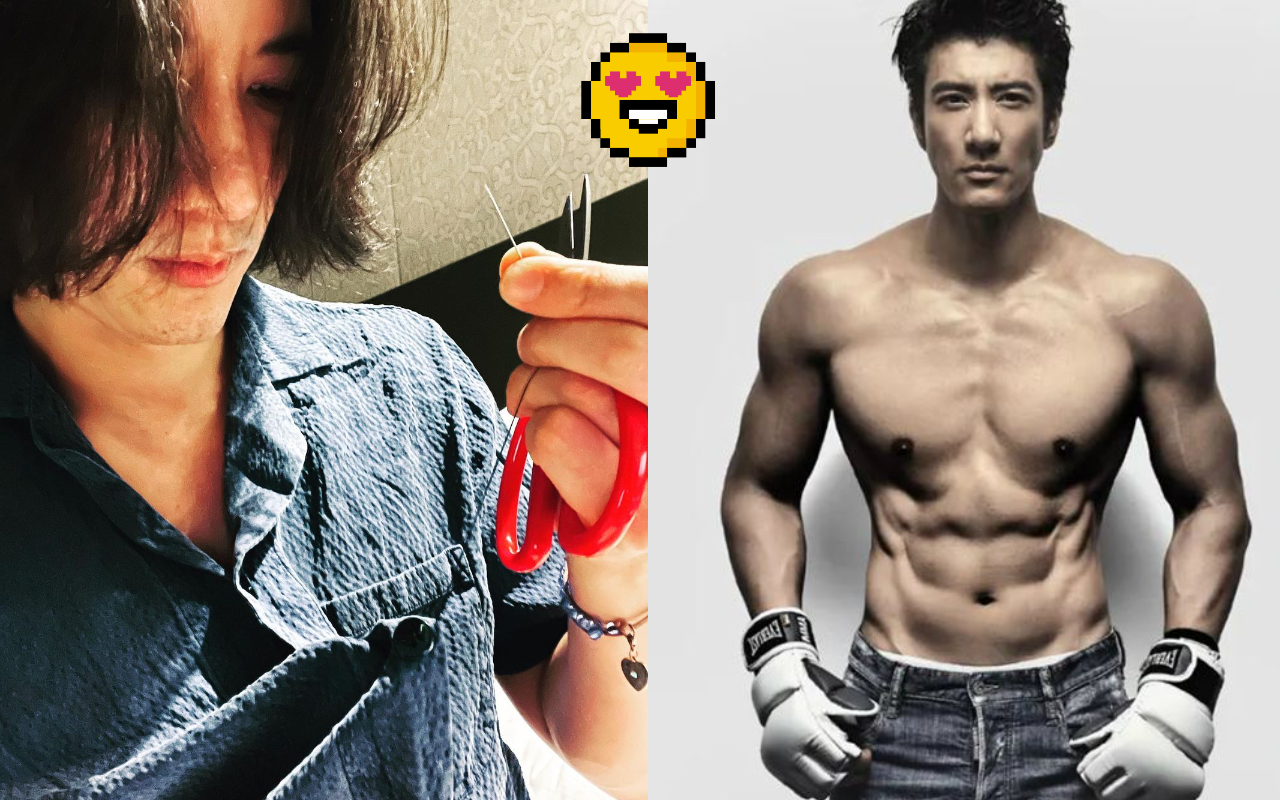 王力宏遭李靚蕾踢爆未能妥善照顧家庭，被網友酸「摳門」，其實他連扣子掉了，都自己補。（翻攝自王力宏IG）