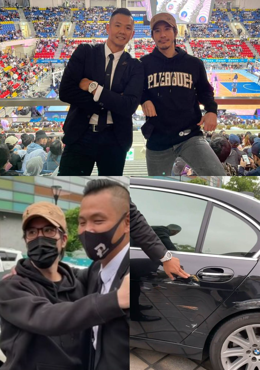 陳建州（上圖左、左下圖右）吐槽王力宏（上圖右、左下圖左）的愛車滿布刮痕，宏宏喊冤：「從2008年到2021年開一台車，這樣技術應該算還可以吧？」（翻攝自陳建州臉書）