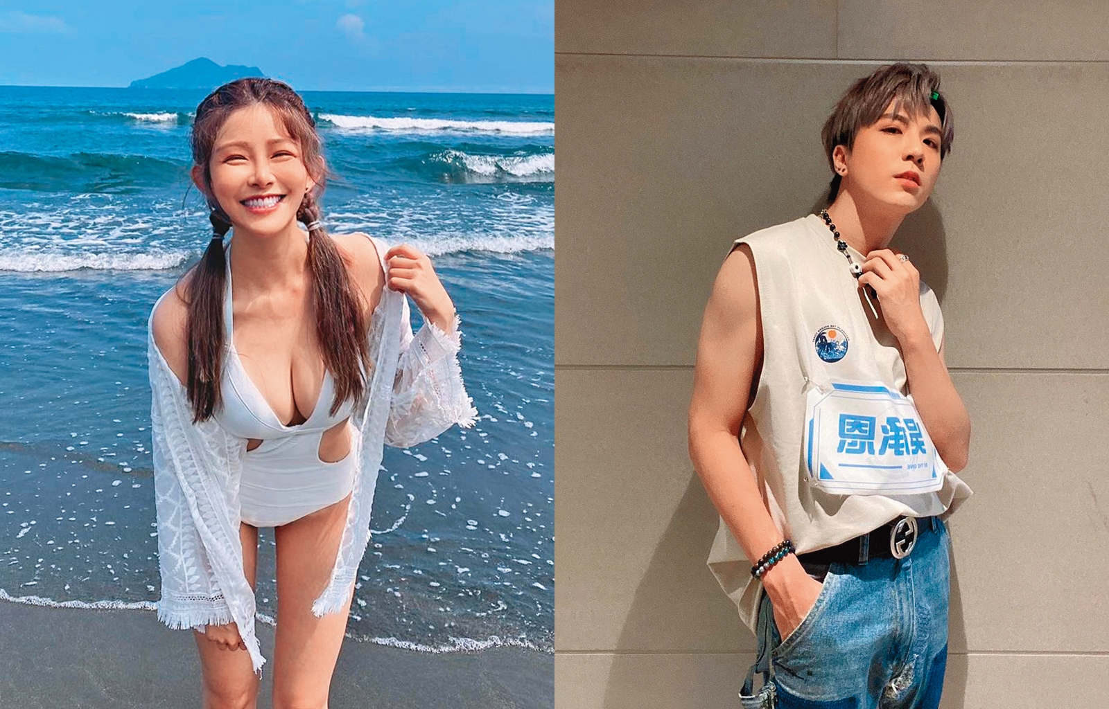 阿樂（左圖）身材姣好，曾發過寫真集和寫真月曆。吳承恩（右圖）今年25歲，為一圓星夢，參加過上百場選秀比賽。（翻攝自翻攝自阿樂、吳承恩IG）