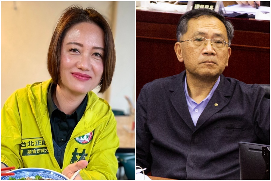 林延鳳（左）收到民眾陳情，控蔡炳坤（右）到人潮聚集的北投市場與民眾接觸，違反內政部新頒布的防疫規定。（左圖翻攝自林延鳳行動i鳳臉書，右圖本刊資料照）