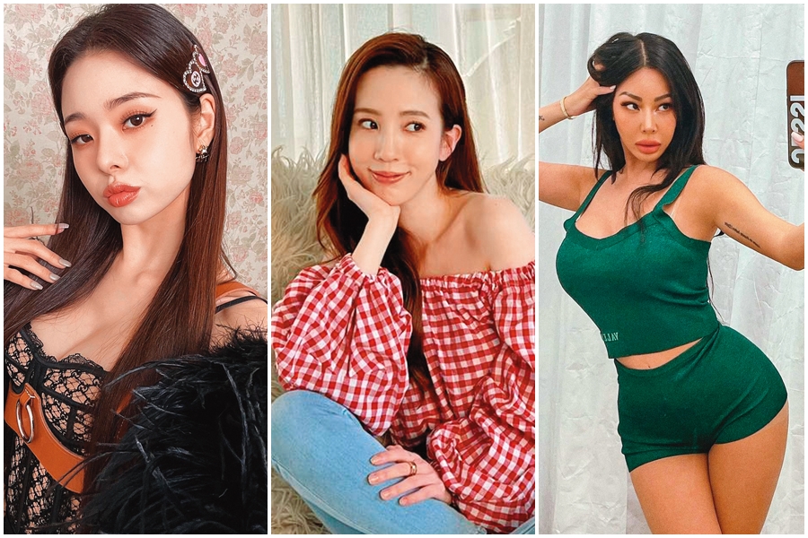  許多藝人時不時會進場維修，做微整手術，韓國美妝網紅宋智雅（左起）、張艾亞、韓國女星Jessi都承認在臉上動過刀。（翻攝網路）