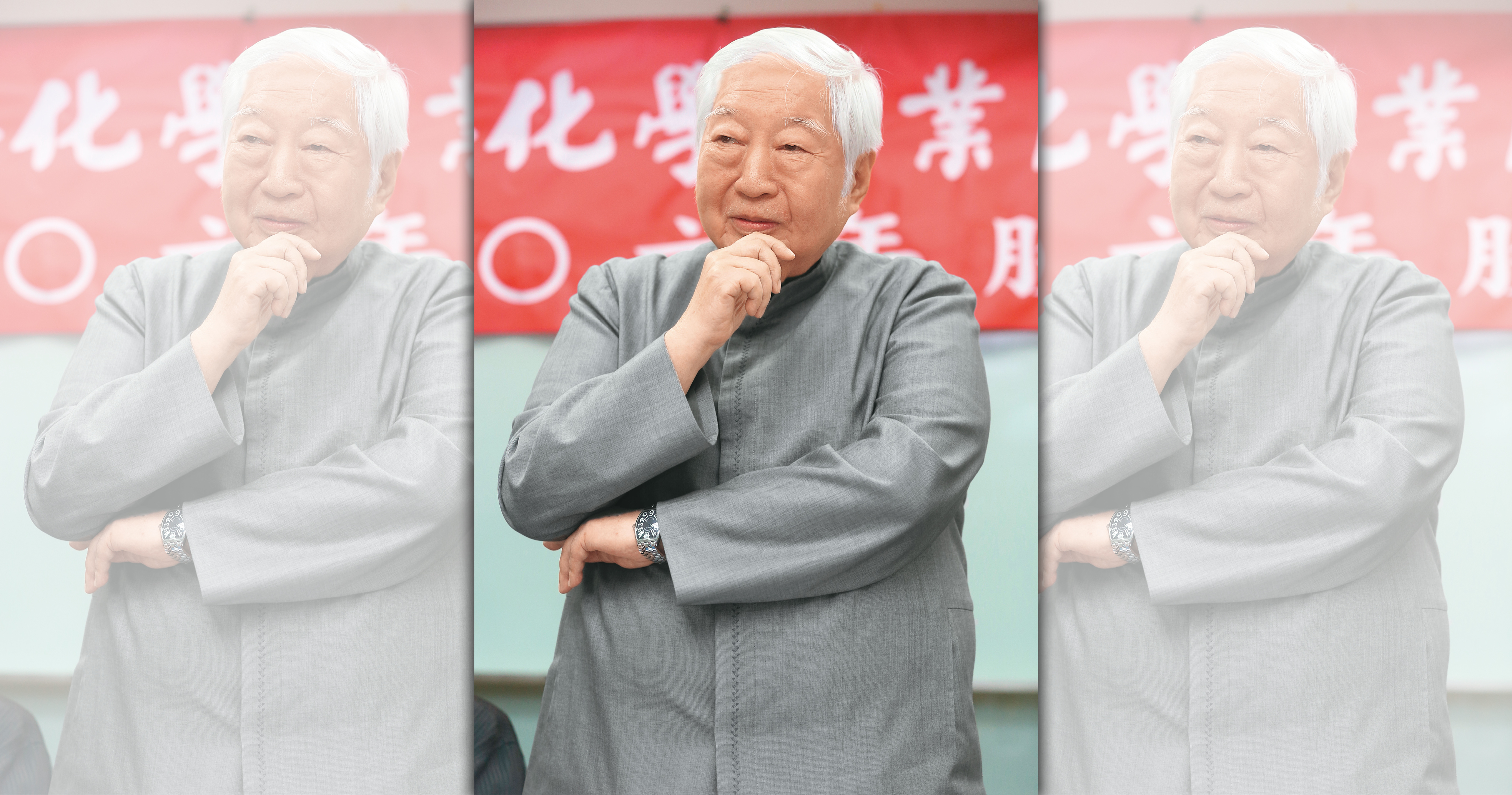 穩懋谷底翻身，董事長陳進財歸功於「事業導師」南僑會長陳飛龍（圖）的栽培。