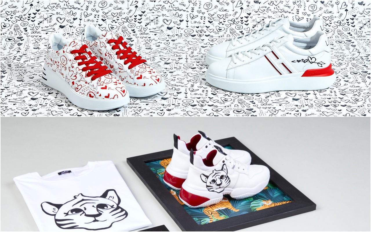 HOGAN一口氣推出新年限定系列（圖下）以及情人節限定系列（圖上），無論是家人或是親密伴侶，都能找到自己的所需。（迪生提供）