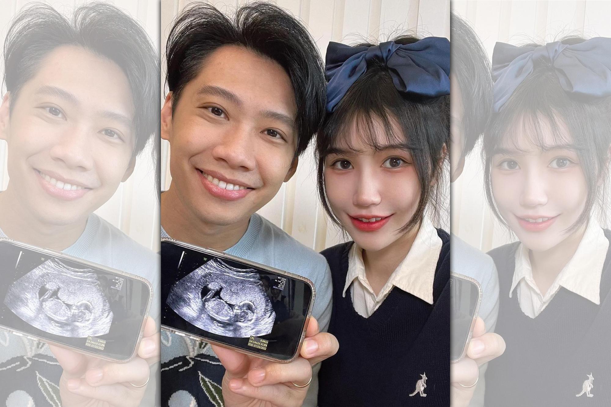 「這群人」的尼克(左)和同是YouTuber的老婆Ashly(右)今日宣布要當爸媽。(翻攝自@ashlychan0113 IG)