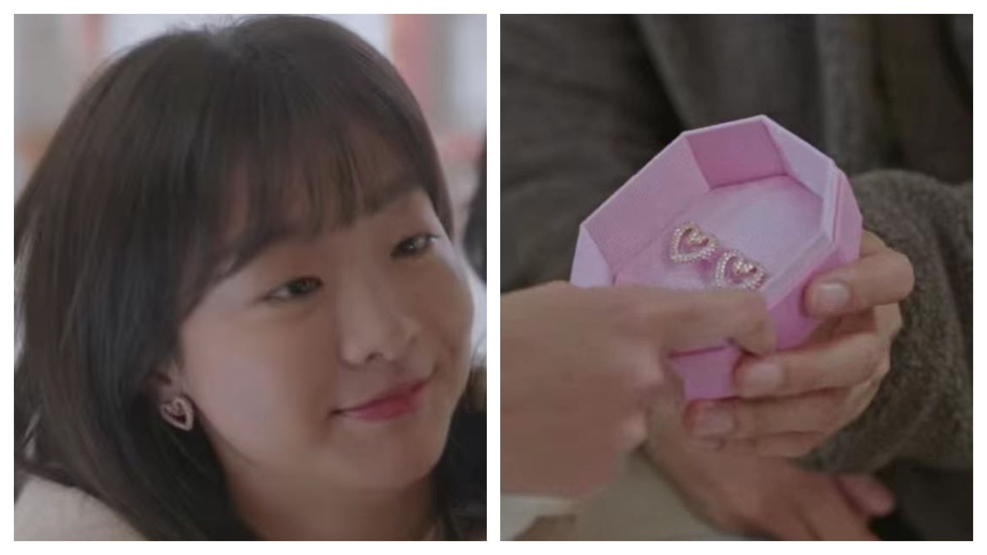 《那年，我們的夏天》15集裡，崔雄送給延秀Swarovski Una系列心形鏈墜與耳環，超級適合當情人節禮物。（翻攝自NETFLIX）