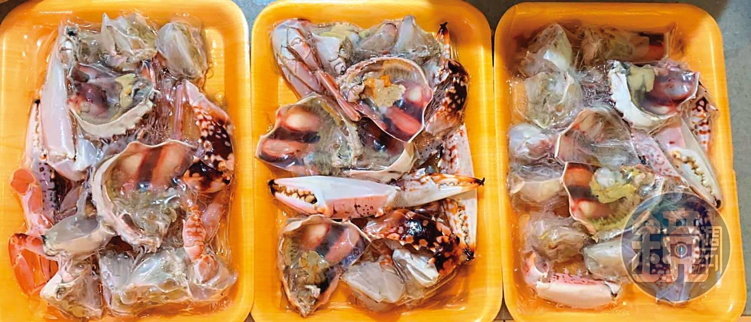 花蟹5隻剁塊。