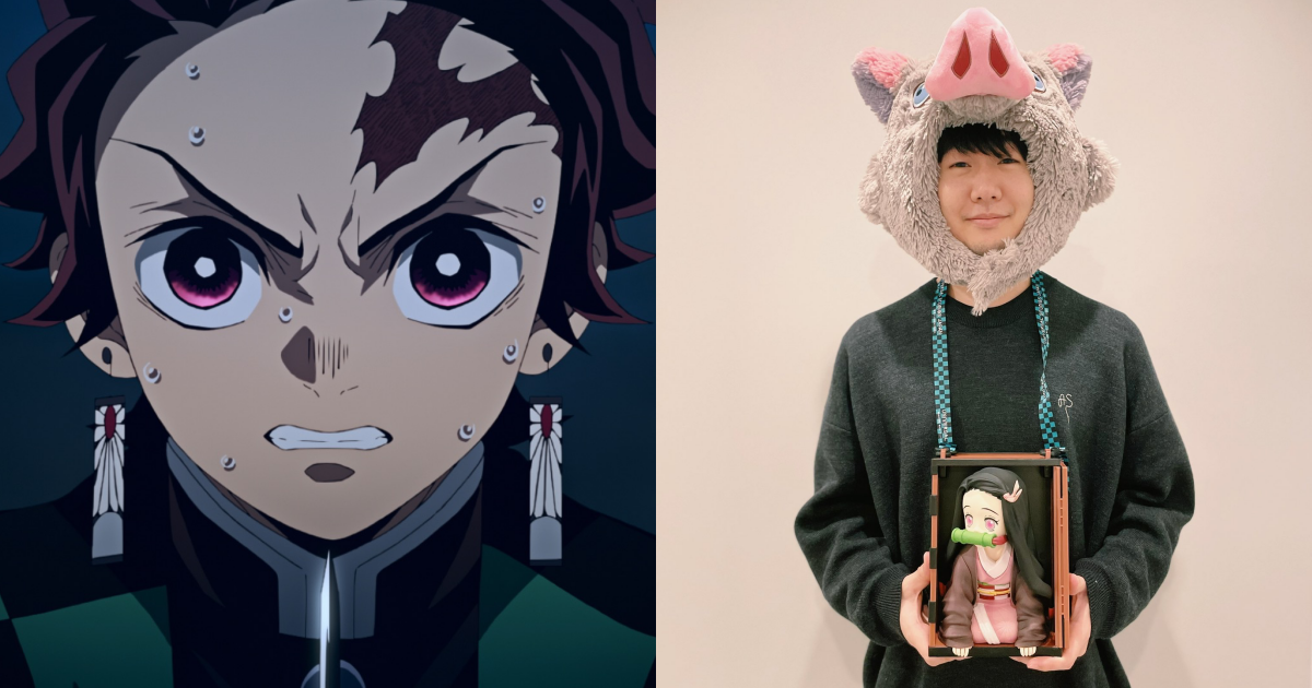 《鬼滅之刃》主角炭治郎（左）聲優花江夏樹確診。（翻攝自鬼滅の刃公式、花江夏樹推特）