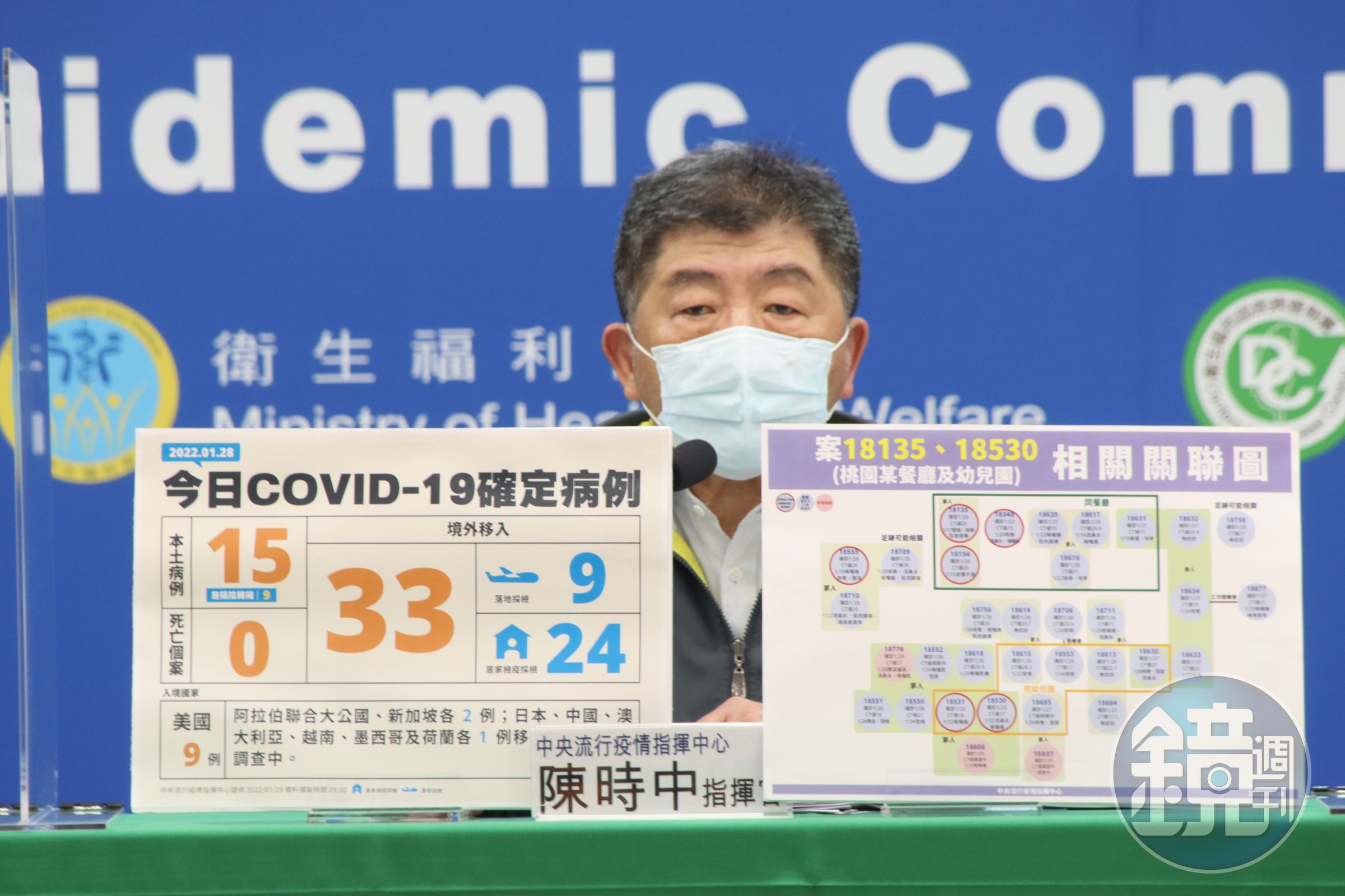 指揮官陳時中說明今日COVID-19疫情動態。（指揮中心提供）