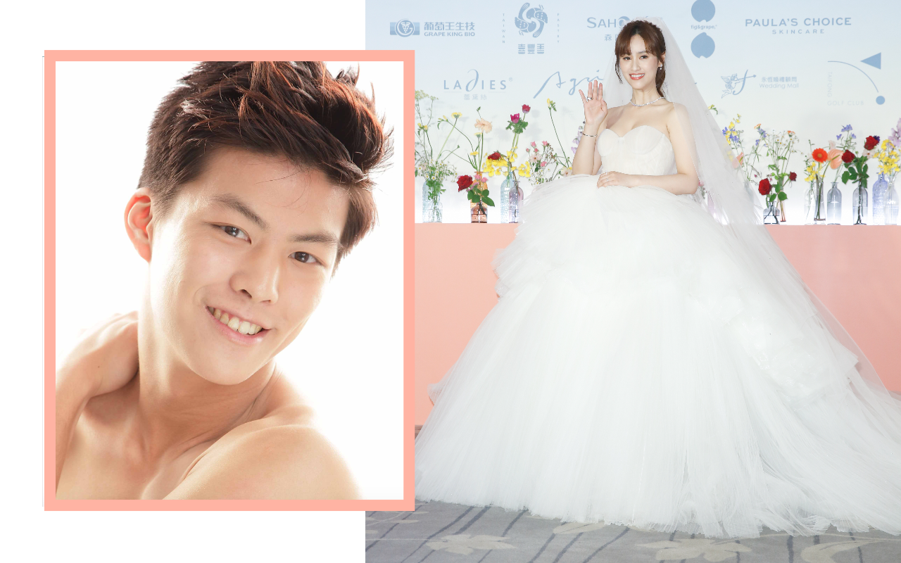 王陽開鮮肉裸照曝光（左圖），難怪Sandy（右圖）笑說要先把老公王陽開「藏起來」。（本刊資料照、翻攝自人力銀行）