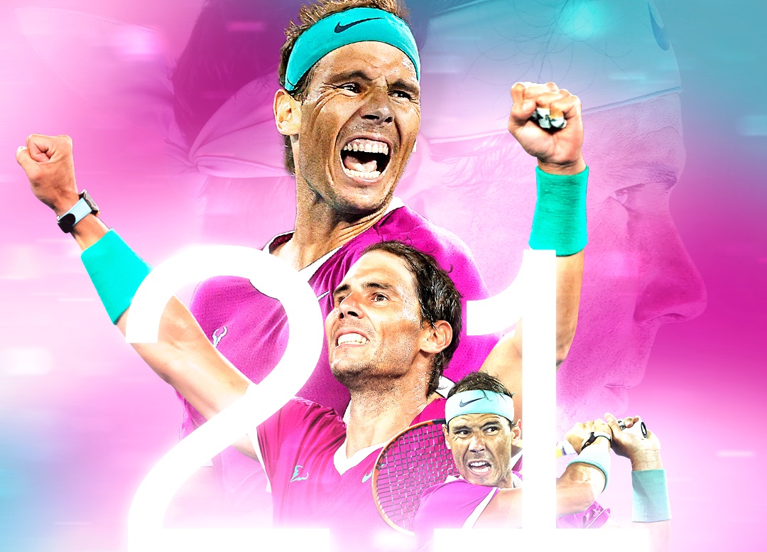 納達爾奪下2022年澳網冠軍，締造21座大滿貫紀錄。（翻攝自澳網臉書）