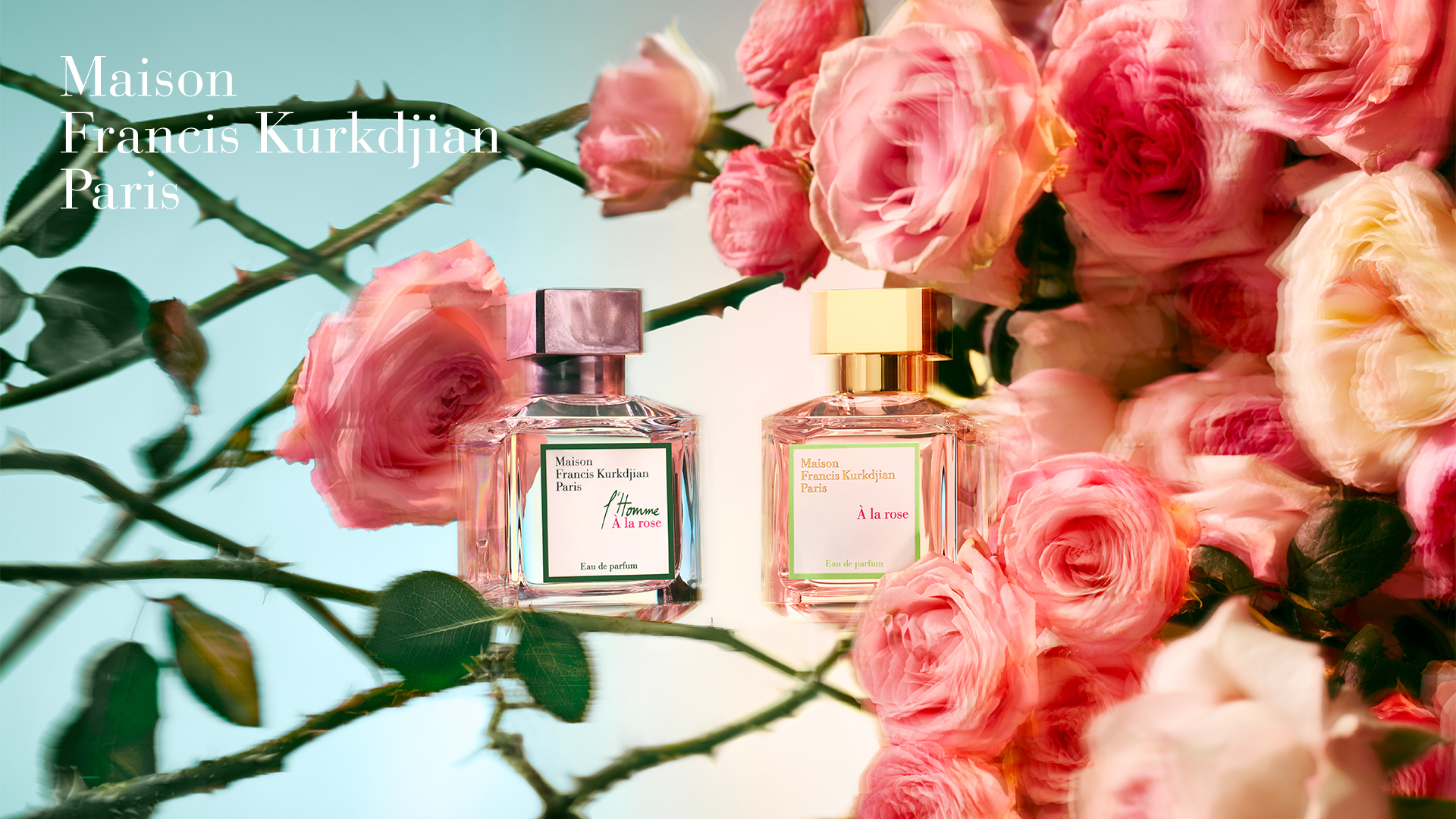 Maison Francis Kurkdjian玫瑰男女對香是情人節的好選擇。（爵思國際提供）