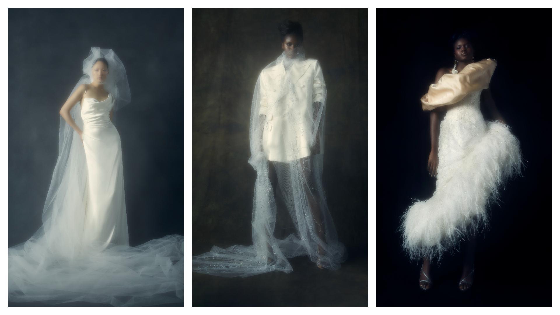 Vivienne Westwood推出2022春夏最新婚紗,由左到右為Made-to-Order、Couture、Ak Bridal Couture三大系列。(Vivienne Westwood提供)