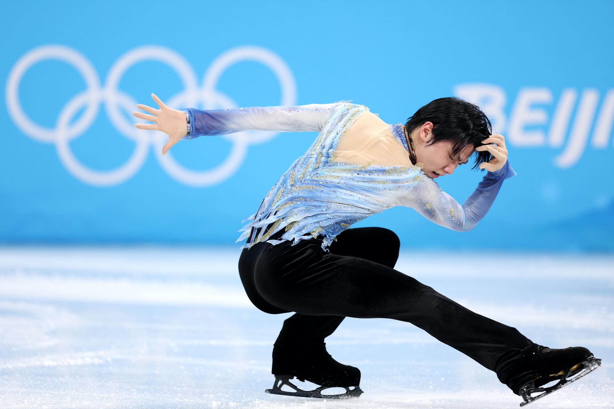 日本花滑王子羽生結弦首跳出現失誤,短曲排名第八。(翻攝自推特@gorin)