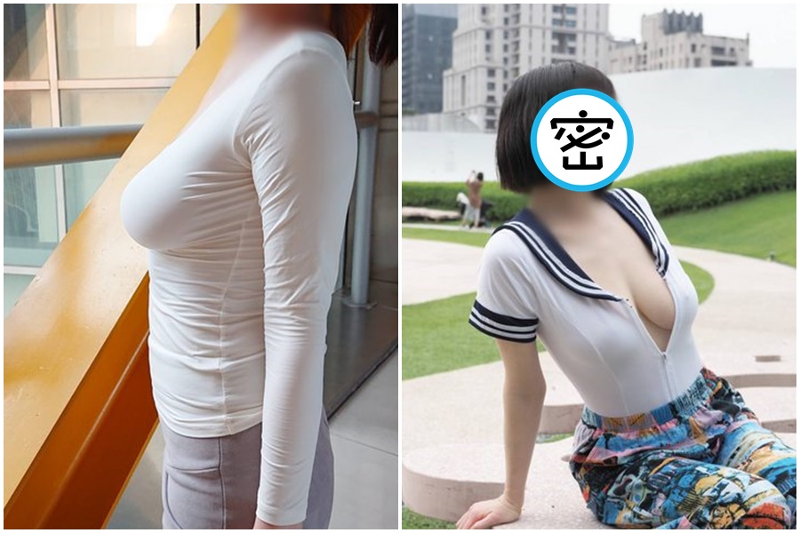 有網友好奇正妹穿為了讓視覺上「爆乳裝」會不會擠壓胸部感到不舒服，神釣到巨乳網友回文。（翻攝自PTT）