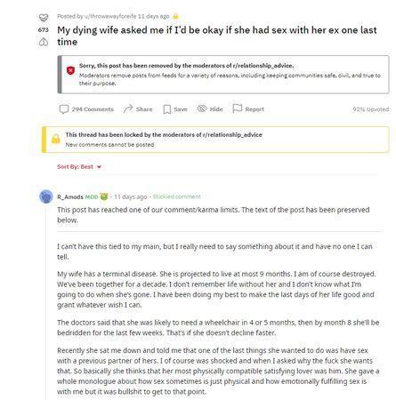 一名人夫在美國知名論壇發文,掀起網友高度討論。(翻攝自Reddit)